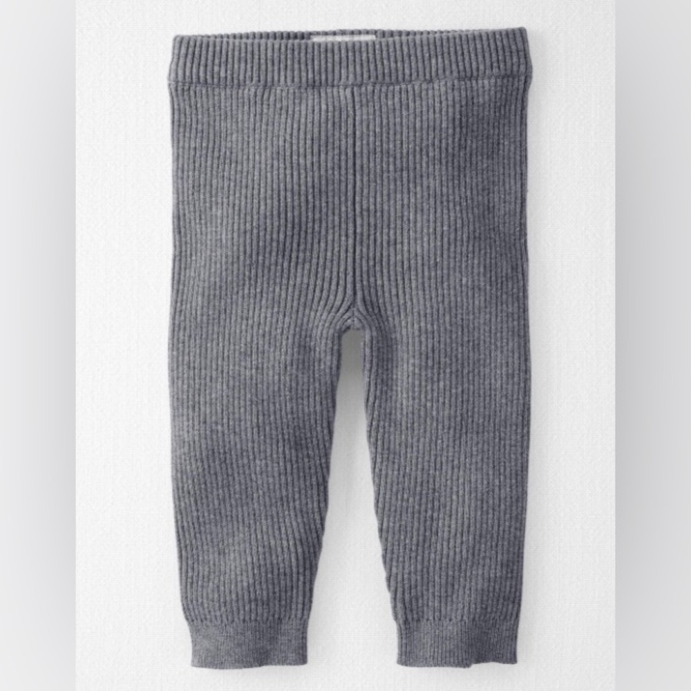 Baby Organic Cotton Ribbed Sweater Knit Pants in Gray
